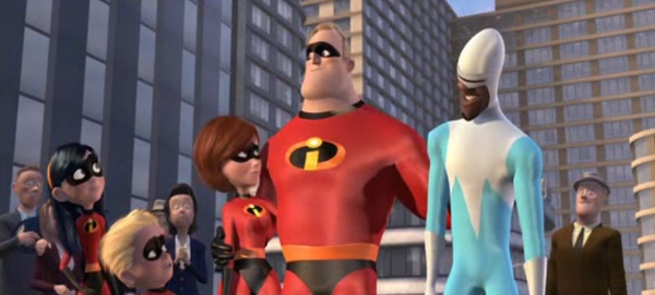 Les indestructibles: Bob, Hélène, Dash et Violette sont M. indestructible, Elastigirl, Flèche et Violette, en compagnie de Frozone